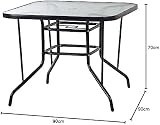 Harbour Housewares Square Glass Top Garden Table 90x90cm Parasol Hole view 3