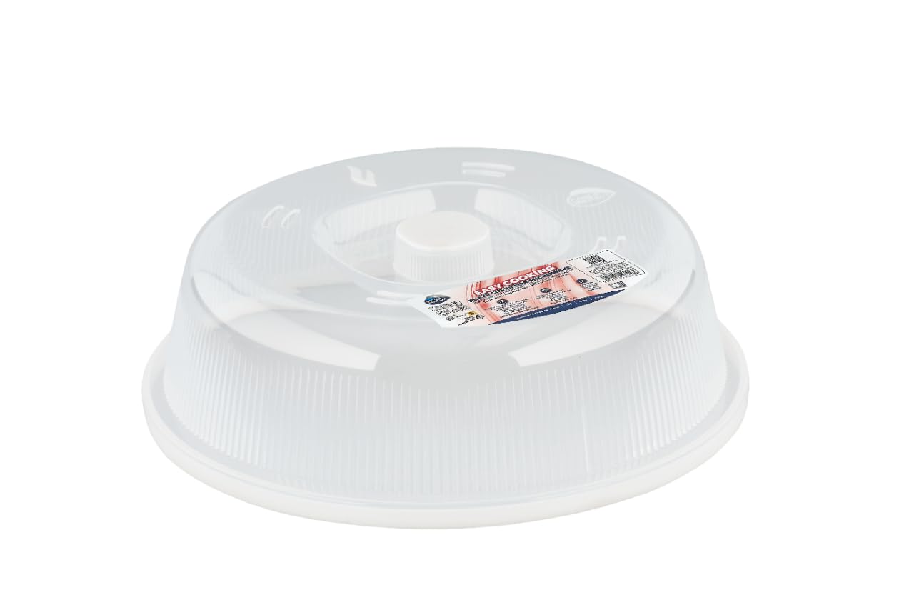 Care+Protect Microwave Plate Cover - Microwave Ventilated Covers - Ideal for Microwave Cooking - Prevent Splashes - BPA Free - Dishwasher Safe - 26.2 x 26.2 x 7.6cm - White