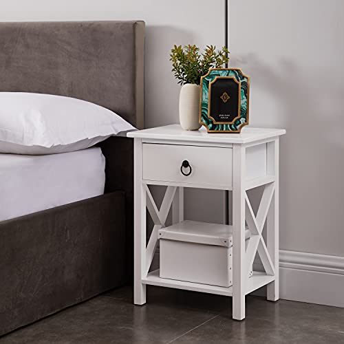 Eily Night Stand Bedside Table with Drawer Wooden Side Tables Bedroom
