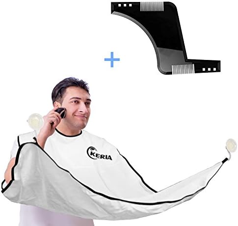 Keria Beard Catcher Bib Apron Beard Cape for Shaving,Trim Your Beard In Minutes Without The Mess Perfect gift for Men (Cape With Black Comb)