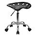 Flash Furniture Taylor Vibrant Black Tractor Seat and Chrome Stool