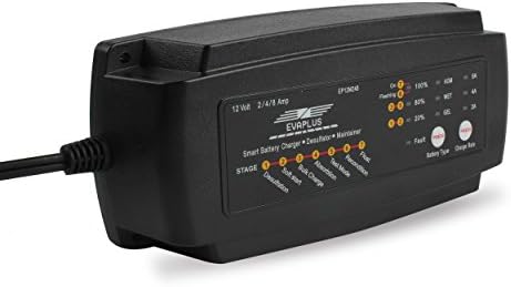 EVAPLUS 12 Volt Automatic Smart Battery Charger 2/4/8A 3 In 1 Charging Current Microcomputer Control for AGM GEL WET Car Motorcycle Trucks Ships Lawn Mower RV ATV 7-Stage