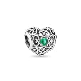 PANDORA 791784nrg May Signature Heart Royal-Green Charm