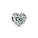 Pandora Jewelry - May Signature Heart Charm in Sterling Silver with Royal Green Crystals