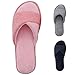 HomeIdeas Women’s Open Toe Terry Anti-Slip House Slide Slipper, Perfect for Hotel, SPA and Travel (Medium / 7-8 B(M) US, Pink)