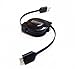 Tera Grand - USB 3.0 A to Micro USB Retractable Cable, 3 Ft Black - for Samsung Galaxy S5, Galaxy Note 3, Galaxy Note Pro 12.2, Galaxy Tab Pro 12.2, Lenovo Think Pad 8, Microsoft Surface Pro and Surface Pro 2