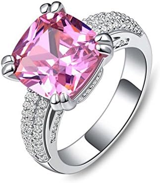 TenFit Jewelry Silver 3 Carat Cushion Princess Cut Simulated Diamond Engagement Wedding Ring