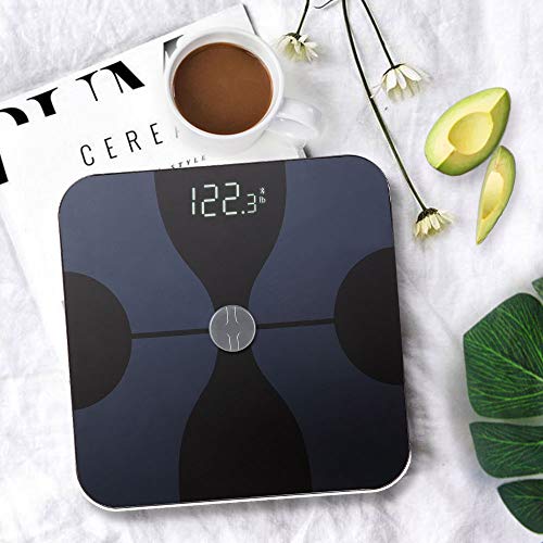 Bathroom Smart Scale Analyzer, Fat Scale Digital Bathroom Weighing - Wireless Smart Body Scale Composition Monitor Compatible Weight, Fat, Water, BMI, BMR, Muscle Mass with App Tracker (Wineglass)