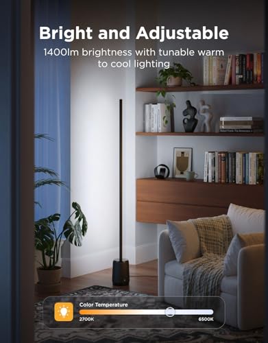 Govee Floor Lamp 3 Lite, Smart RGBIC LED Corner Lamp Compatible with Alexa, SmartThings, Matter, 1400lm Dimmable Color Changing Tall Standing Light with Music Sync for Living Room Bedroom Gaming Room