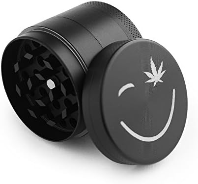 Creative Jet 1.3 Inch Cool Design Weed Herb Grinder 4 Part 3 Chamber Zinc Alloy with Keef Catcher and Scraper Black