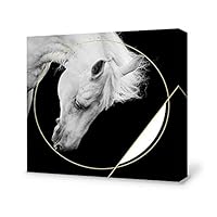 signwin-Canvas Wall Art-Black and White Horse-Canvas Prints Home Artwork Decoration for Living Room,Bedroom - 12x12 inches