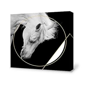 Canvas Wall Art-Black and White Horse-Canvas Prints Home Artwork Decoration for Living Room,Bedroom - 12x12 inches