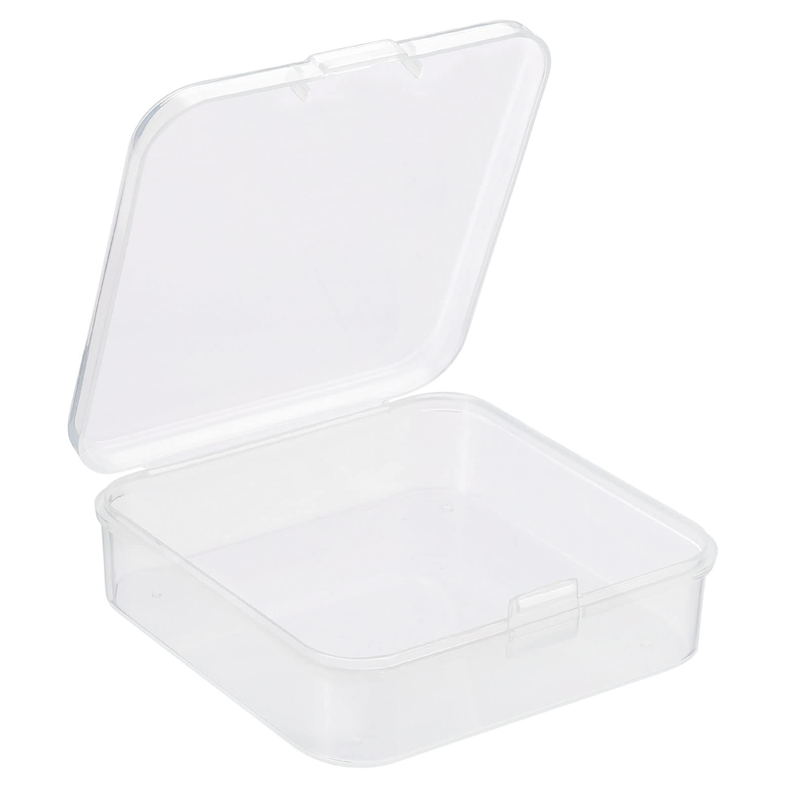 PATIKIL Clear Storage Container with Hinged Lid 65x20mm, 12 Pack Plastic Square Box for Beads Art Craft