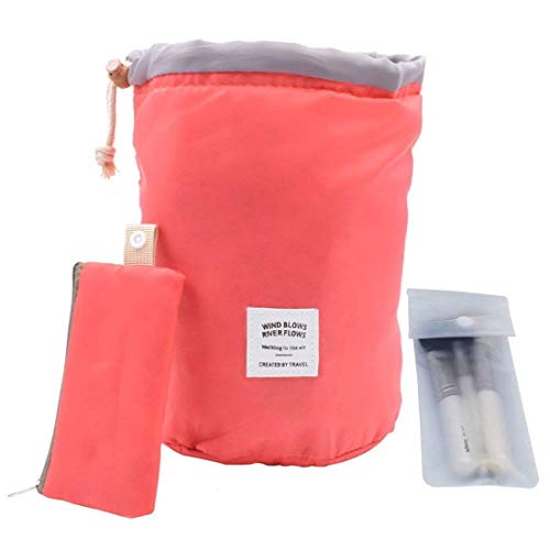 Travel Cosmetic Bags Barrel Makeup Bag,Women&Girls Portable Foldable Cases,EUOW Multifunctional Toiletry Bucket Bags Round Organizer Storage Pocket Soft Collapsible(Rosered) 6 Travel Cosmetic Bags Barrel Makeup Bag,Women&Girls Portable Foldable Cases,EUOW Multifunctional Toiletry Bucket Bags Round Organizer Storage Pocket Soft Collapsible(Rosered)