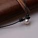 Women White 3 Cultured Freshwater Pearls Choker Necklace on Genuine Leather Cord Knotted Jewelry-Black 14