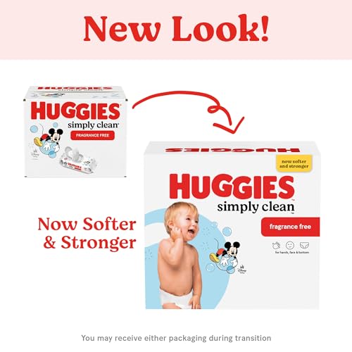 HUGGIES SIMPLY CLEAN UNSCENTED BABY DIAPER WIPES, 11 FLIP-TOP PACKS (704 WIPES TOTAL), PACKAGING MAY VARY