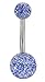 Forbidden Body Jewelry 14g Grade 23 Titanium Blue Ultra Glitter Acrylic Double Ball Belly Button Ring
