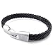KONOV Mens Leather Bracelet, Braided Bangle, Black