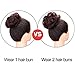 AISI QUEENS 2PCS Messy Bun Hair Piece 100% Human Hair Scrunchies Buns Hair Pieces for Women Curly Wavy Black Bun Elegant Chignons Wedding(Color:Dark Brown)