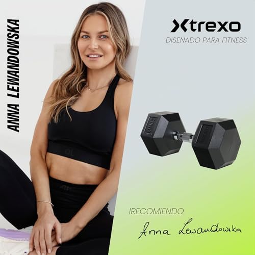 Mancuernas Hexagonales de 20kg Duradera de Hierro Fundido con Revestimiento de Goma para Gym en Casa con Mango Ergonómico Mancuerna Hex Estable y Versátil HXD200