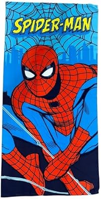 , Spiderman Badehandtuch Kinder 70x140 cm, Marvel Superhelden Strandtuch Duschtuch aus Polyester, Leichtes Reisehandtuch für Kinder, Saugstarkes Badetuch für Schwimmbad, Strand und Dusche