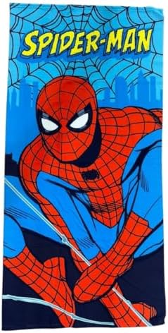 , Spiderman Badehandtuch Kinder 70x140 cm, Marvel Superhelden Strandtuch Duschtuch aus Polyester, Leichtes Reisehandtuch für Kinder, Saugstarkes Badetuch für Schwimmbad, Strand und Dusche
