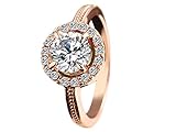 Berar Womens Temperament Luxury Ancient Silver Round Diamond Inlaid Ring