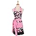 G2PLUS Cotton Kitchen Apron with Pocket, Adjustable Cooking and Baking Apron for Women, Floral Chef Apron for BBQ, Housewarming Gift, Farmhouse Kitchen Decor (Pink + Black)