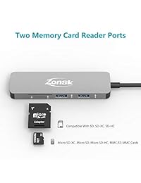 ZONSK   Lector de tarjetas USB C a SD TF, puerto USB tipo C Mutli para disco extensible, 2 puertos USB 3.0 S