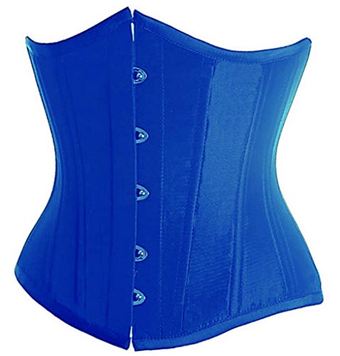 Alivila.Y Fashion Sexy Vintage Underbust Corset Bustier 2868A With G-String-Blue-XXL/Bust:38-40inch Waist:32-34inch