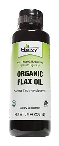 Heivy Organic Flax Oil, Source of Vegetarian Omega-3 6 9, Promotes Cardiovascular, Skin Health and Weight Loss, Flaxseed Oil Liquid Cold Pressed & Hexane Free, USDA , 8 Fl oz Heivy Organic Flax Oil, Source of Vegetarian Omega-3 6 9, Promotes Cardiovascular, Skin Health and Weight Loss, Flaxseed Oil Liquid Cold Pressed & Hexane Free, USDA , 8 Fl oz