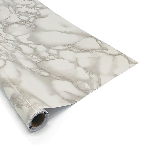 Munto Marble Contact Paper for Countertops, 23.6in x 9.8ft Self Adhesive Marble Wallpaper Peel and Stick, Furniture Renovated Vinyl Film (White/Grey Roll)