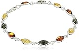 Multicolor Amber Sterling Silver Classic Bracelet