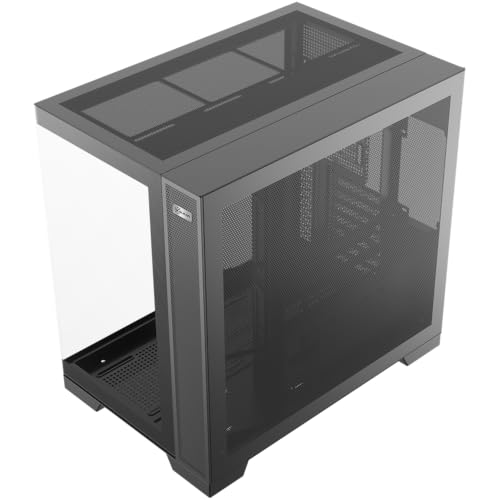 Gabinete Gamer Kalkan Asgard Evo Preto ATX Aquário Sem Fans Câmara Dupla Painel em Vidro Temperado Duplo USB 3.0 Painéis Perfurads Suporta Placas Mãe com Conectores Traseiros KLK00084