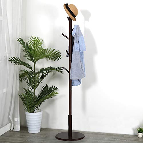 Vlush Sturdy Wooden Coat Rack Stand, Entryway Hall Tree Coat Tree with