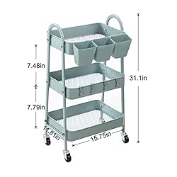danpinera 3-Tier Rolling Cart, Metal Rolling