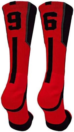 DEFFWBb TCK Player Id Black/Red Custom Jersey Number Crew Socks (Pair)