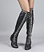 Breckelle's Alabama-13 Studded Leatherette Elastic Over the Knee Lace Up Round Toe Riding Boots BLACK (8)