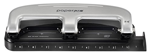 PaperPro inPRESS 20 Reduced Effort Three-Hole Punch, Silver, Black (2220)