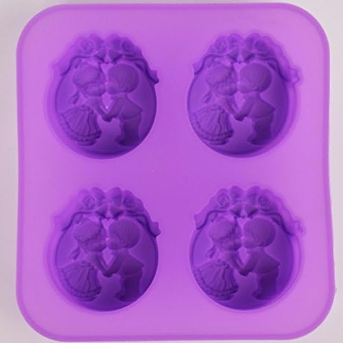 Freshyware 4 Cavites Special CIRCLE Shaped Silicone Mold for Soap Making Mini Bath Bomb Crafts Candy Chocolate bar Design 9