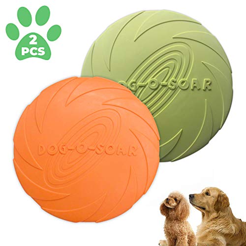 eS Dog Frisbee Training Flying Toy - Durable Dog Rubber Toys - Interactive Flying Disc for Outdoor Training - Soft Floating Dog Frisbees Toy Suitable for Small, Medium Dogs 2 Pcs