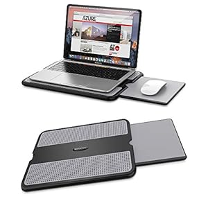 AboveTEK Portable Laptop Lap Desk w/Retractable Left/Right Mouse Pad Tray, Non-Slip Heat Shield Tablet Notebook Computer…