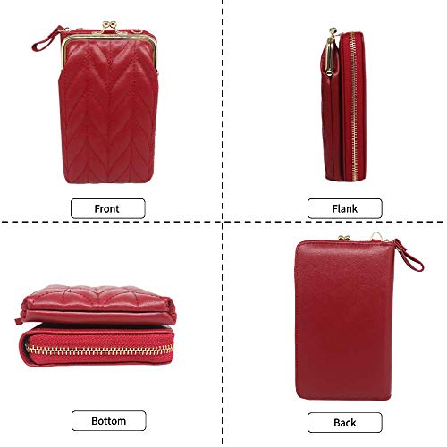 OSTKAKA Small Crossbody Phone Bag，Mobile Phone Bags Cellphone Purse for Women，Wristlet Wallet with Cell Phone Holder (Red)