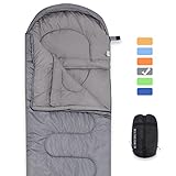 Sleeping Bag – Camping Envelope Lightweight,Waterproof,Comfort With Compression Sack–0 DegreeSleeping Bags Suitable for Winter, Hiking,Outdoor Activities(Dark Grey / Left Zip)