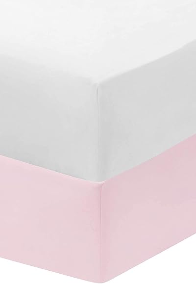 Dudu N Girlie Crib Fitted Sheets 40x90cm 2 Pack Cotton Jersey White Pink