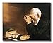 Daily Bread Man Praying At Dinner Table Grace Religious Wall Picture Framed Art Print