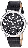 Timex Men's TW2T30700 Weekender 40mm Black/Silver-Tone Two-Piece Leather Strap Watch