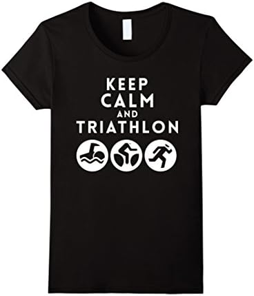 Women's Keep Calm and Triathlon - Premium Cotton T-Shirt Medium Black