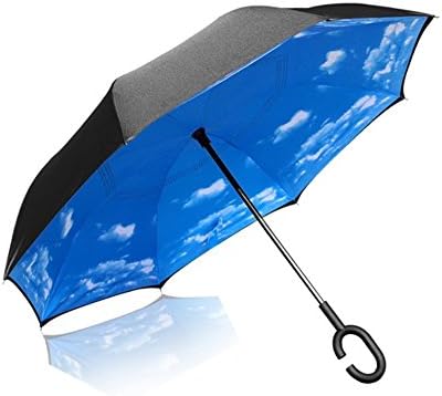 AKLOVER Inverted Umbrella - Reverse Folding Inside Out Upside Down Umbrella - Rain Unbreakable Windproof Umbrella - UV Protection