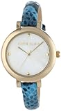 Anne Klein Women's AK/1236MPTQ  Gold-Tone Turquoise Snake-Skin Print Leather Strap Watch